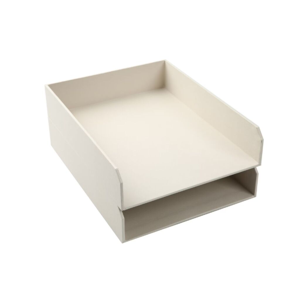 2 Pack Paperboard Paper Tray Desk Organizer, Beige